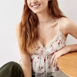American Eagle Lace Trim Floral Cami